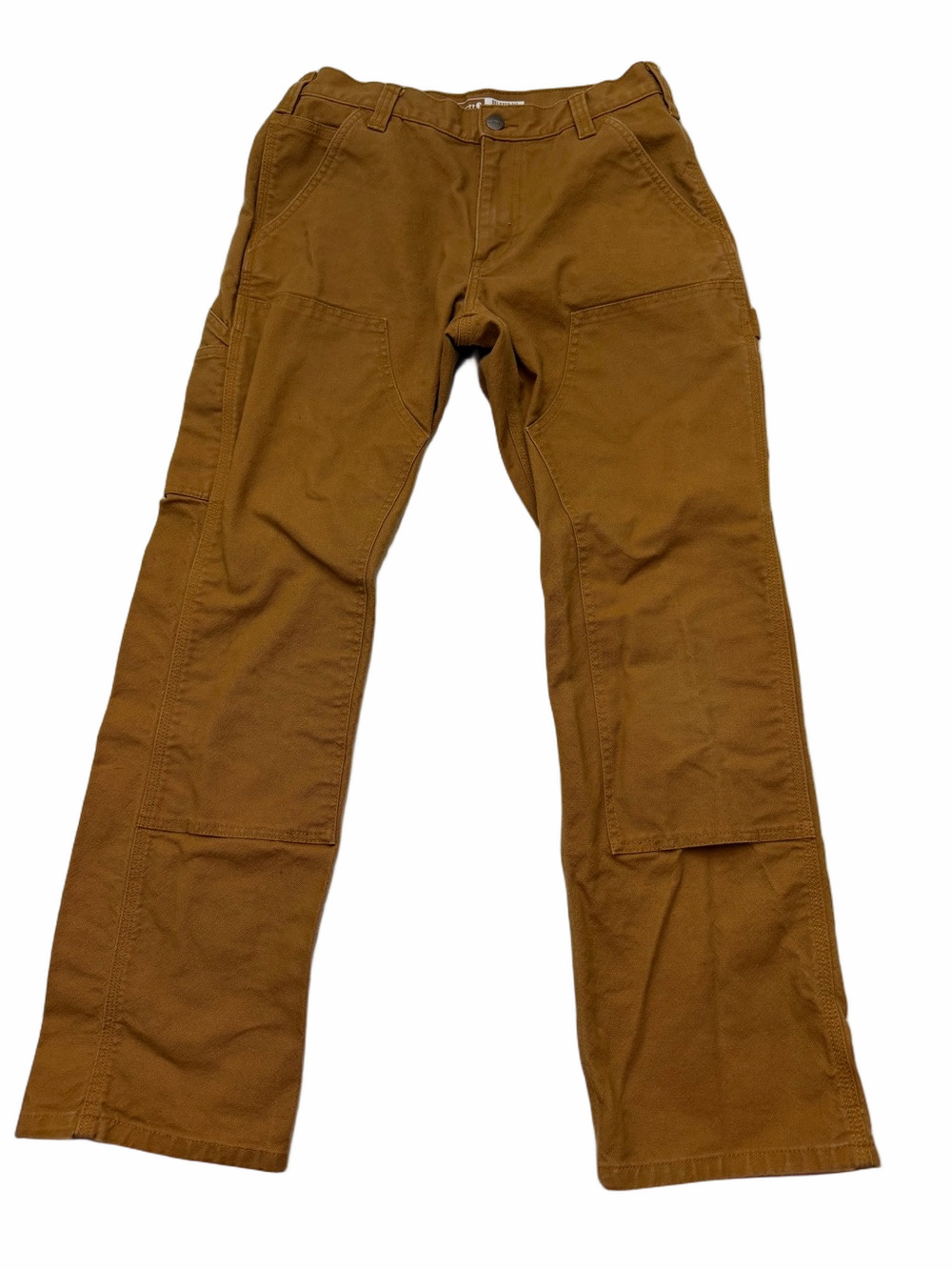 Carhartt Men 30x30 (29x28) Workwear Cotton Pants Khaki Double Knee Rugged Flex
